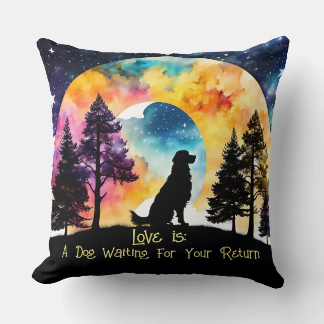 Love is A Dog watercolor Golden Retriever Throw Pillow (Front)