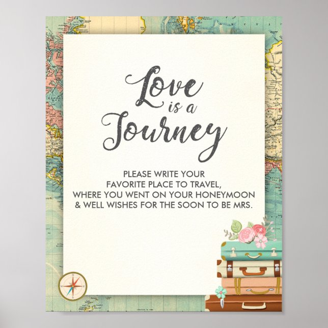 Love is a Journey Travel Bridal shower Miss to Mrs Poster (Front)