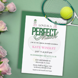Love Is a Perfect Match Tennis Bridal Shower  Invitation