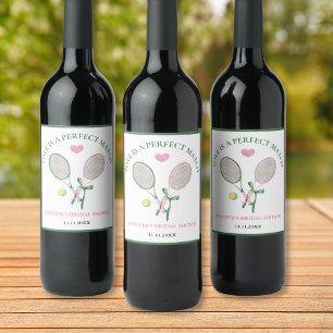 Love Is a Perfect Match Tennis Bridal Shower Wine Label