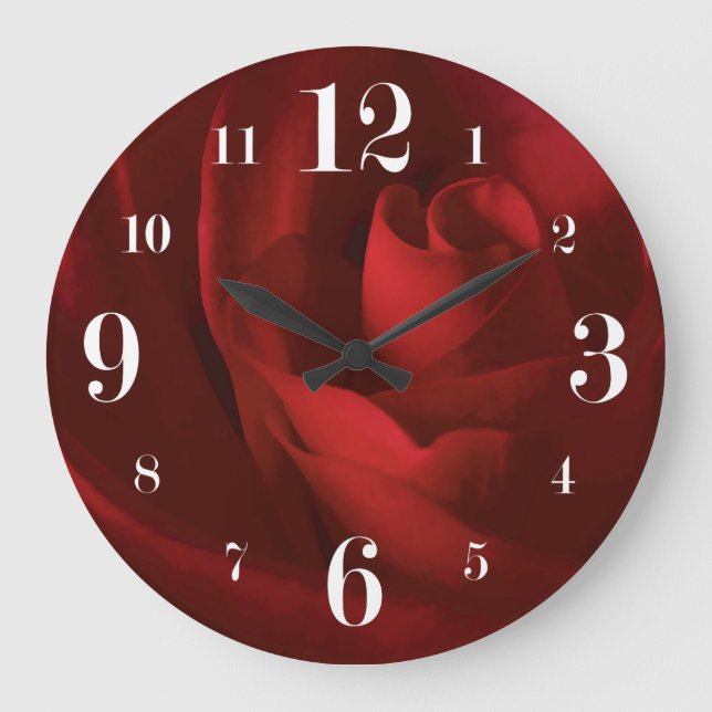 Love is a Red Rose Floral Large Clock (Front)