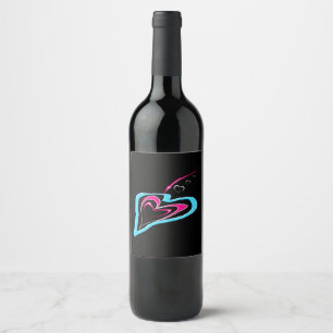 Love is a trail of hearts wine label