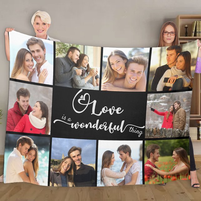 Love is a Wonderful Thing 10 Photo Collage Black Fleece Blanket (Creator Uploaded)