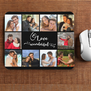 Love is a Wonderful Thing 10 Photo Collage Black Mouse Pad