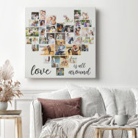 Love is all Around Heart Shape 36 Photo Collage