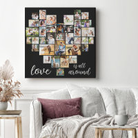 Love is all Around Heart Shape 36 Photo Collage