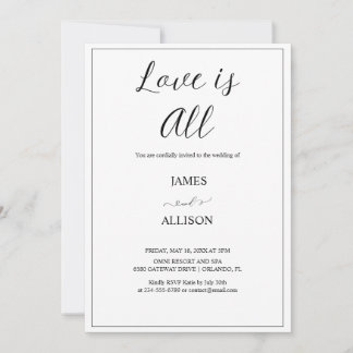 Love is All Elegant Minimalist Simple Invitation