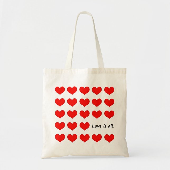 Love is All Heart Pattern Tote Bag (Front)
