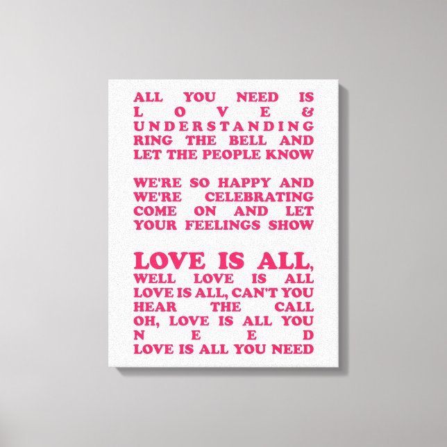 Love is all - Roger Clover Song Lyrics Canvas Print (Front)