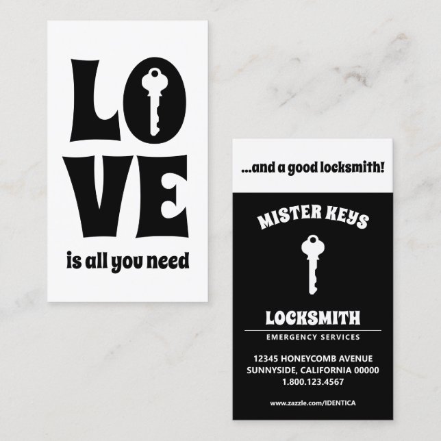 love is all you need and a good LOCKSMITH Business Card (Front/Back)