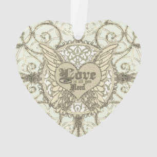 Love is All You Need Angel Wings and Heart Ornament