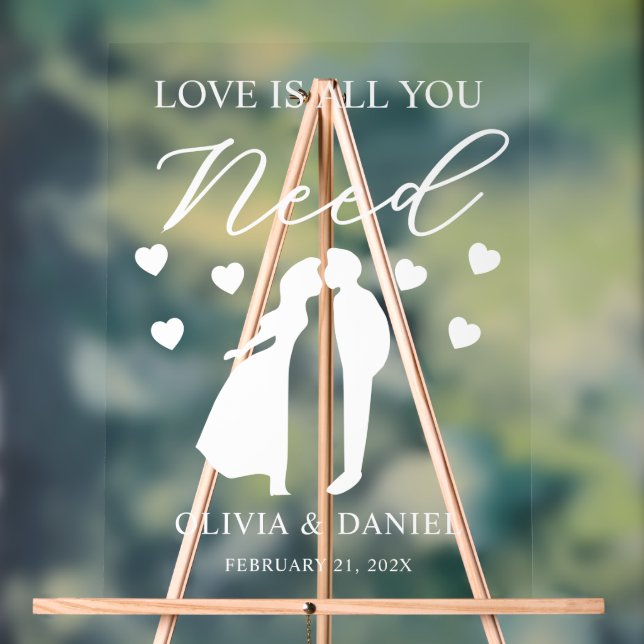 Love is All You Need Custom Wedding Acrylic Sign (Neutral)
