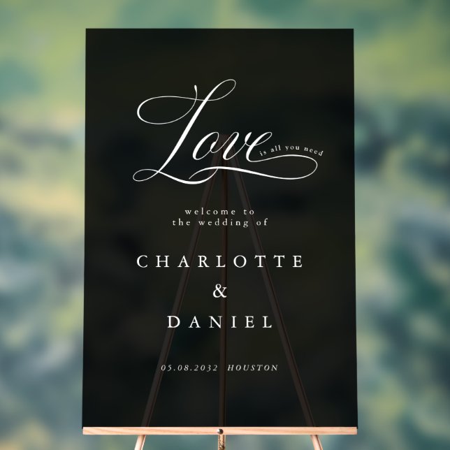 Love is all you need! Elegant, Wedding  Acrylic Sign (Neutral)