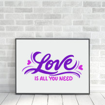 Love Is All You Need Hand Lettered Purple-Pink