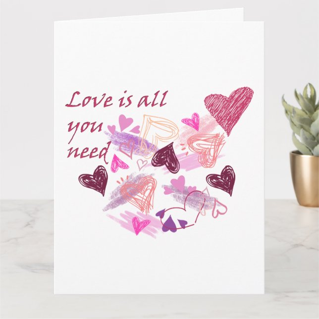 Love is all you need hearts customize inside text card (Small Plant)