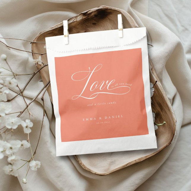 Love is all you need!  Wedding  Favour Bag (Love is all you need! Wedding Favor Bag with your name and date.)