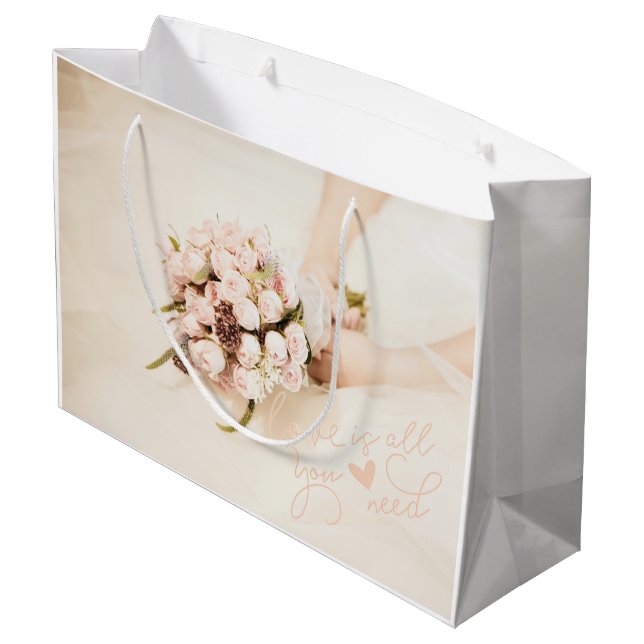 Love is all you need- Wedding Large Gift Bag (Back Angled)