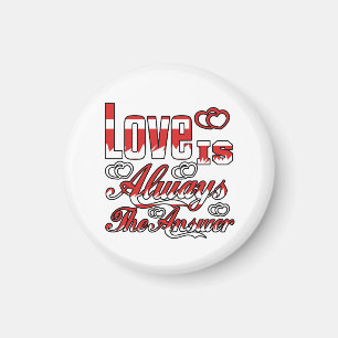 LOVE IS ALWAYS THE ANSWER Magnet BUTTON