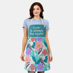 Love is Aways the Secret Pastel Floral Pattern Apron