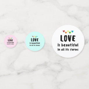 Love Is Beautiful Quote Colourful Hearts Black Tex Confetti