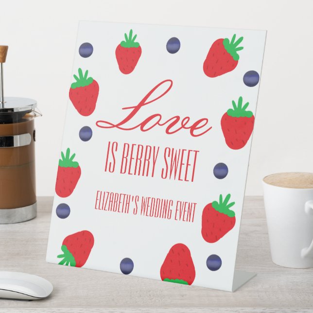 Love Is Berry Sweet Fruit Bridal Shower Pedestal Sign (In SItu)