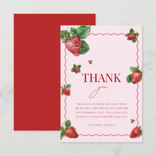 Love is Berry Sweet Pink Strawberry Bridal Shower Thank You Card