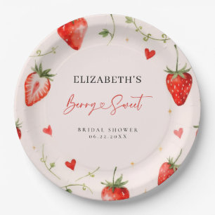 Love is Berry Sweet Strawberry Theme Bridal Shower Paper Plate