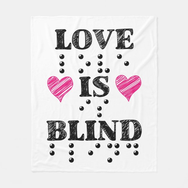 Love Is Blind Braille Hearts Fleece Blanket (Front)