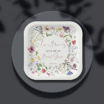 Love is blooming boho wildflower bridal shower paper plate<br><div class="desc">Love is blooming Wildflower bridal shower boho colourful wild meadow flowers spring summer bridal shower personalized printed plates template personalized table decor</div>