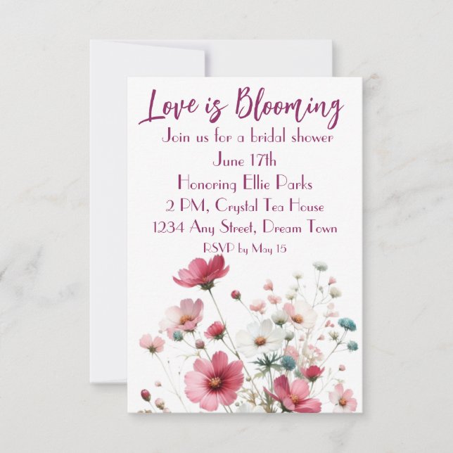 Love is Blooming Bride To Be Floral Invitation (Front)