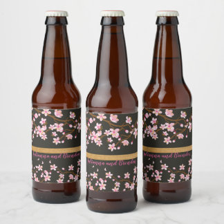 Love is Blooming Cherry Blossom Beer Bottle Label