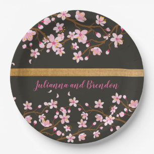 Love is Blooming Cherry Blossom  Paper Plate