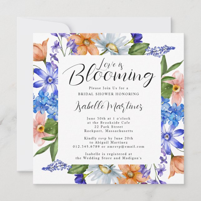 Love is Blooming Wildflower Bridal Shower Invitation (Front)