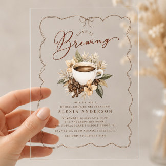 Love Is Brewing Acrylic Bridal Shower Invitation