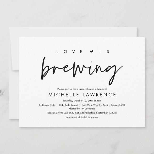 Love is brewing, Afternoon Tea Party Bridal Shower Invitation (Front)