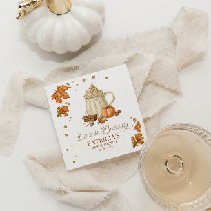 Love Is Brewing Autumn Leaves Fall Bridal Shower Napkin