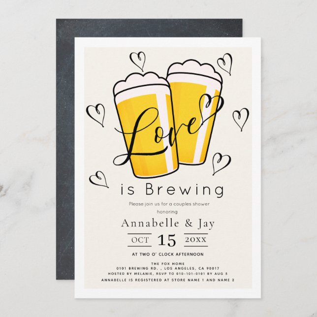 Love is Brewing Beer Couples Shower Invitation (Front/Back)