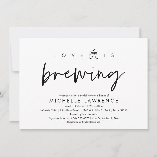 Love is brewing, Beer Party Bridal Shower Invitation (Front)