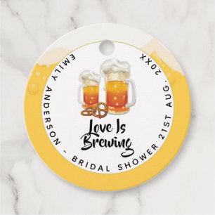 Love Is Brewing BEER Pretzel Bridal Shower Favour Tags