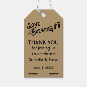 Love is Brewing Beer Themed Bridal Shower favour Gift Tags
