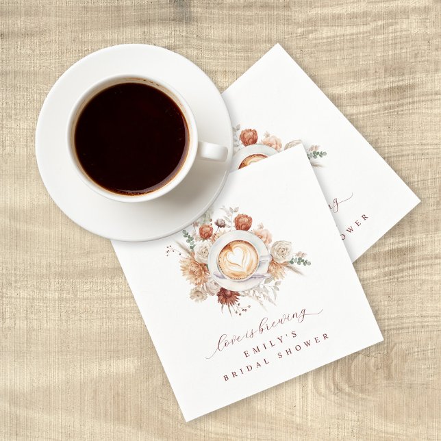 Love is Brewing Boho Rustic Floral Bridal Shower Napkin (Creator Uploaded)