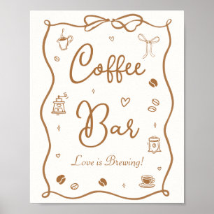 Love is Brewing Bridal Shower Coffee Bar Poster