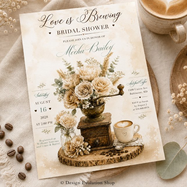 Love Is Brewing Bridal Shower Invitation  (Creator Uploaded)