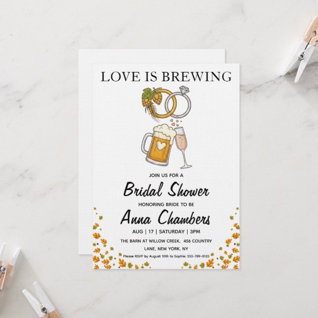 love is brewing bridal shower invitations (Devant/Arrière en situation)