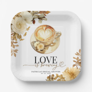 Love Is Brewing Bridal Shower Paper Plate