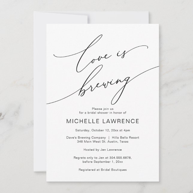 Love is Brewing, Bridal Shower Party Celebration Invitation (Front)