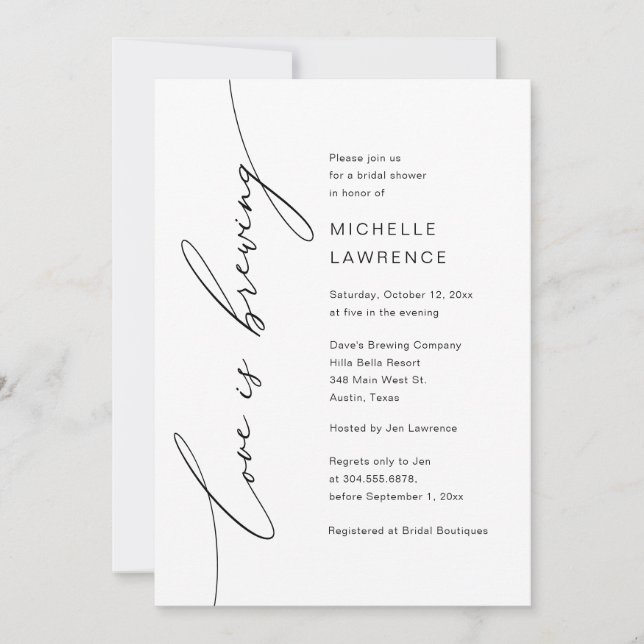 Love is Brewing, Bridal Shower Party Celebration Invitation (Front)
