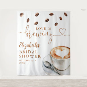 Love Is Brewing Bridal Shower Photo Backdrop Tapestry