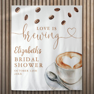 Love Is Brewing Bridal Shower Photo Backdrop Tapestry