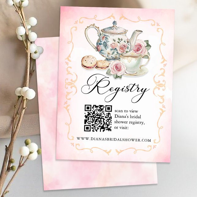 Love is Brewing Bridal Shower Registry Card – Tea  (Tea Party Registry Card)